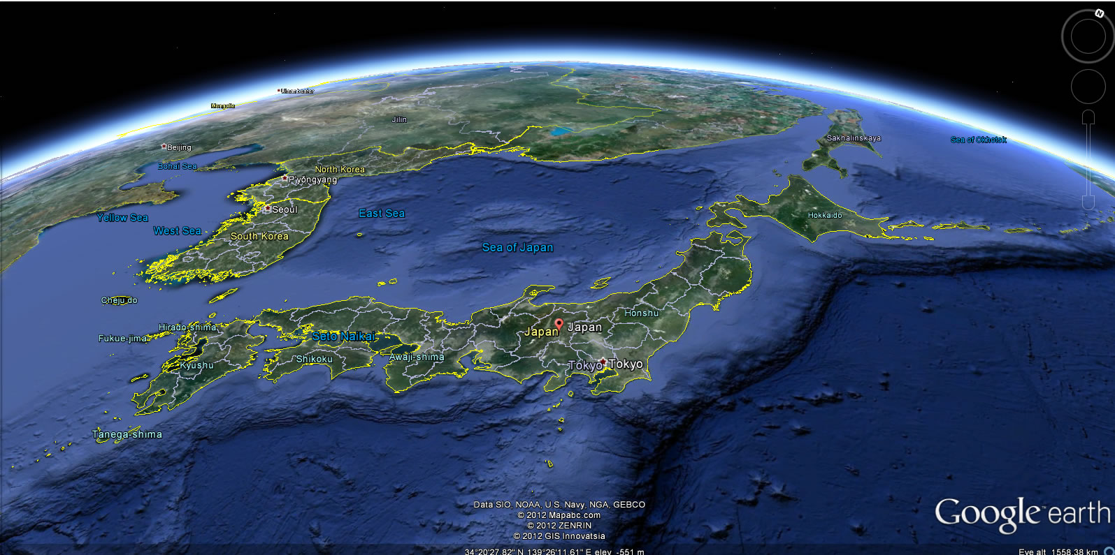 japonya yerkure haritasi